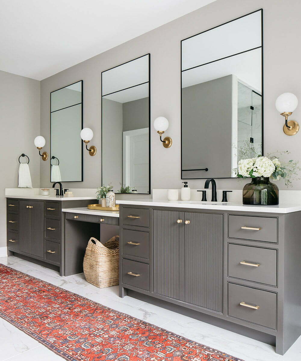 bathroom with custom cabinets