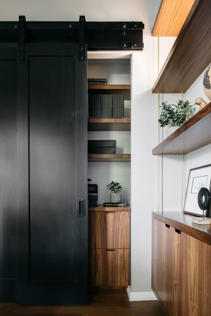 Study with sliding closet door