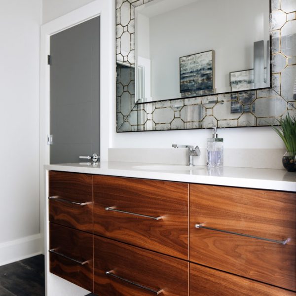 Custom walnut floating vanity - Portfolio photo for trim tech designs custom cabinetry