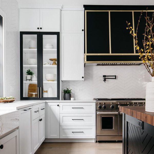 kitchen with custom cabinets