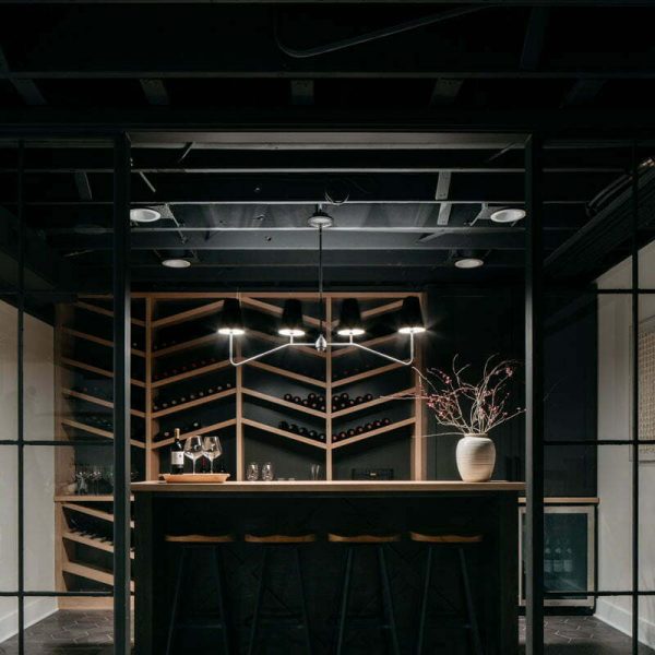 Basement with custom millwork and cabinetry